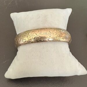 Antique Victorian "Mother" etched gold filled bangle 5/8" wide